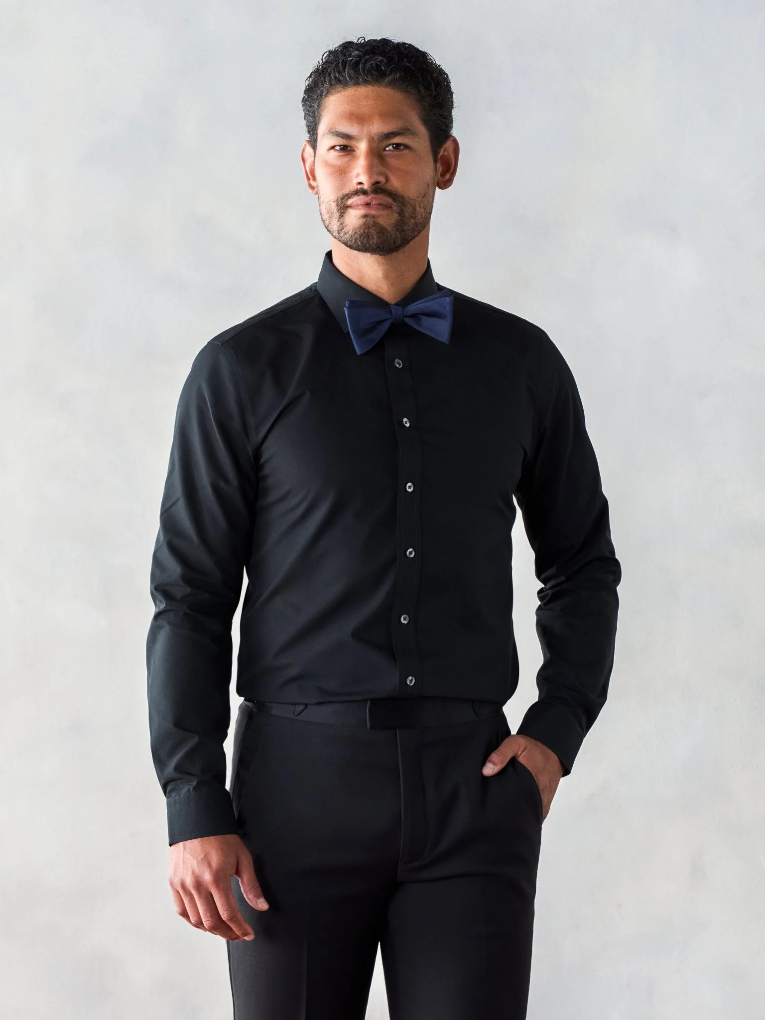 Black Cotton Dress Shirt - Extra Slim - Image 2