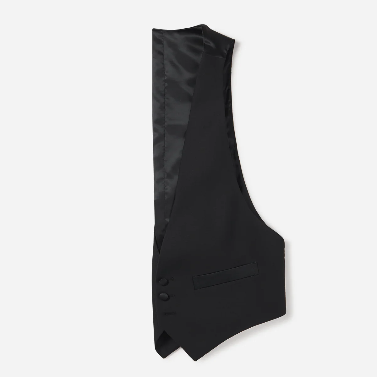 Black Low Cut Tuxedo Vest - Image 3