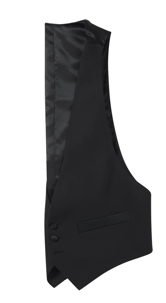 Black Low Cut Tuxedo Vest - Image 4