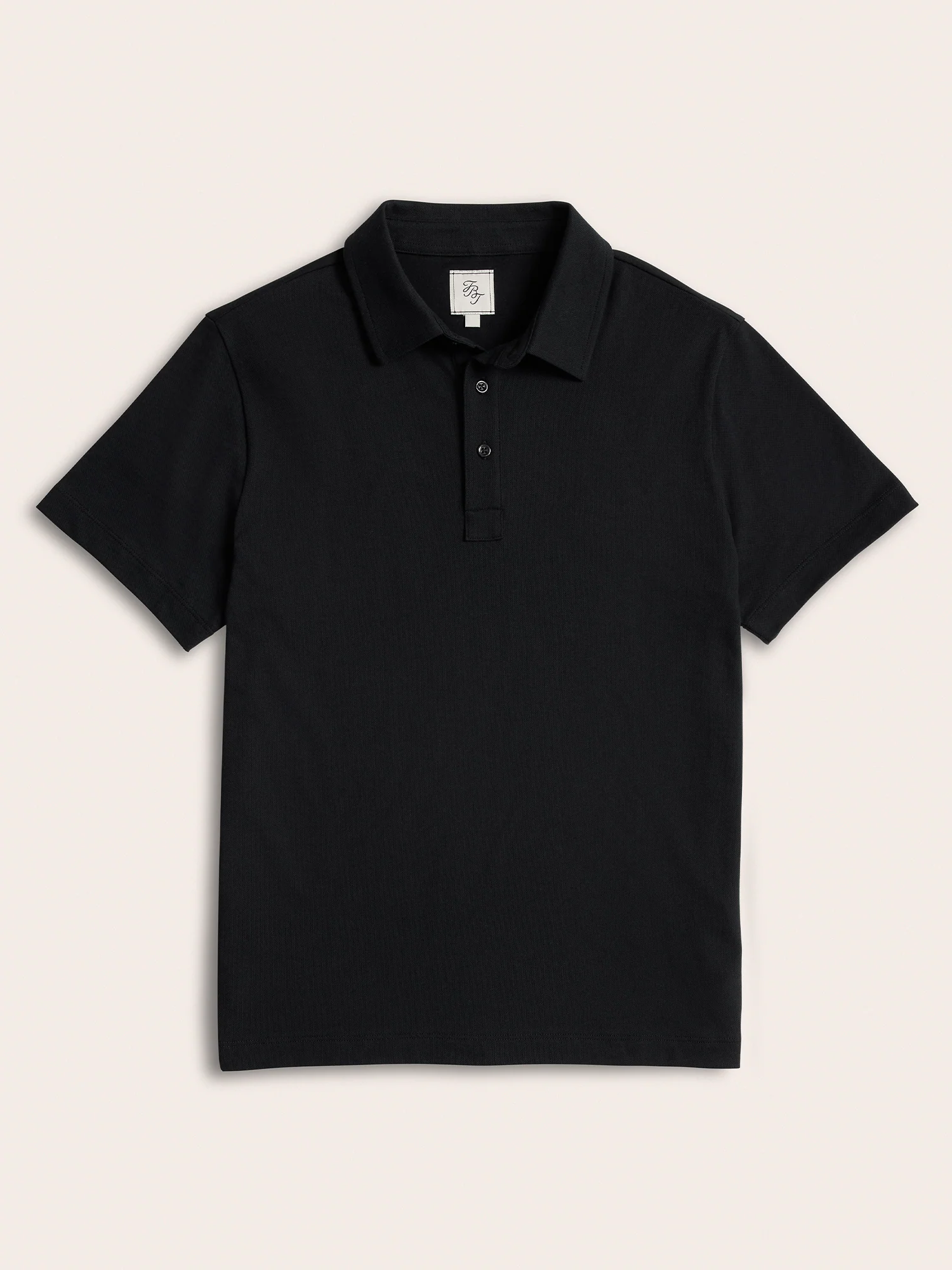 Black Cotton Pique Polo Shirt - Image 3