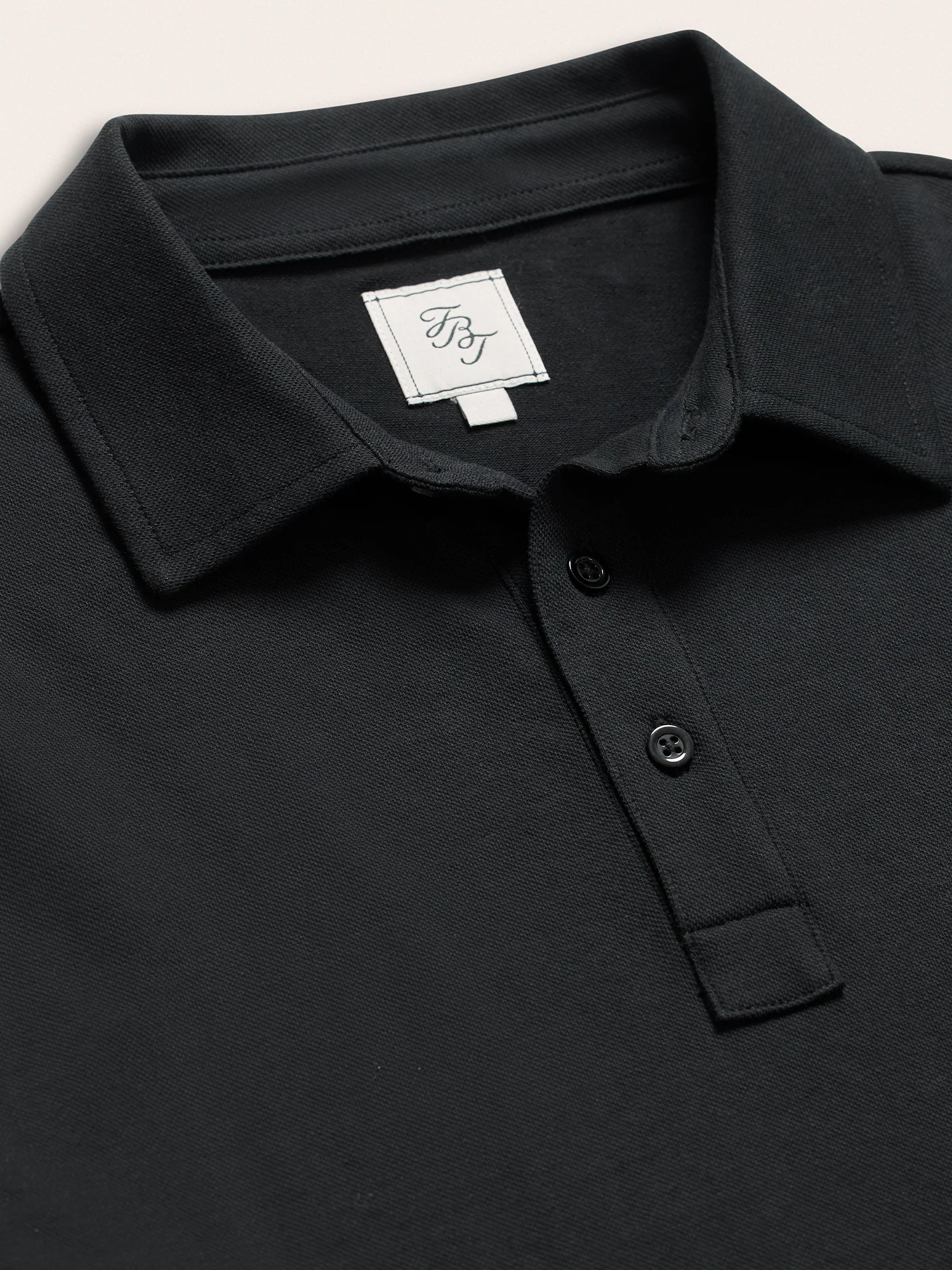 Black Cotton Pique Polo Shirt - Image 5