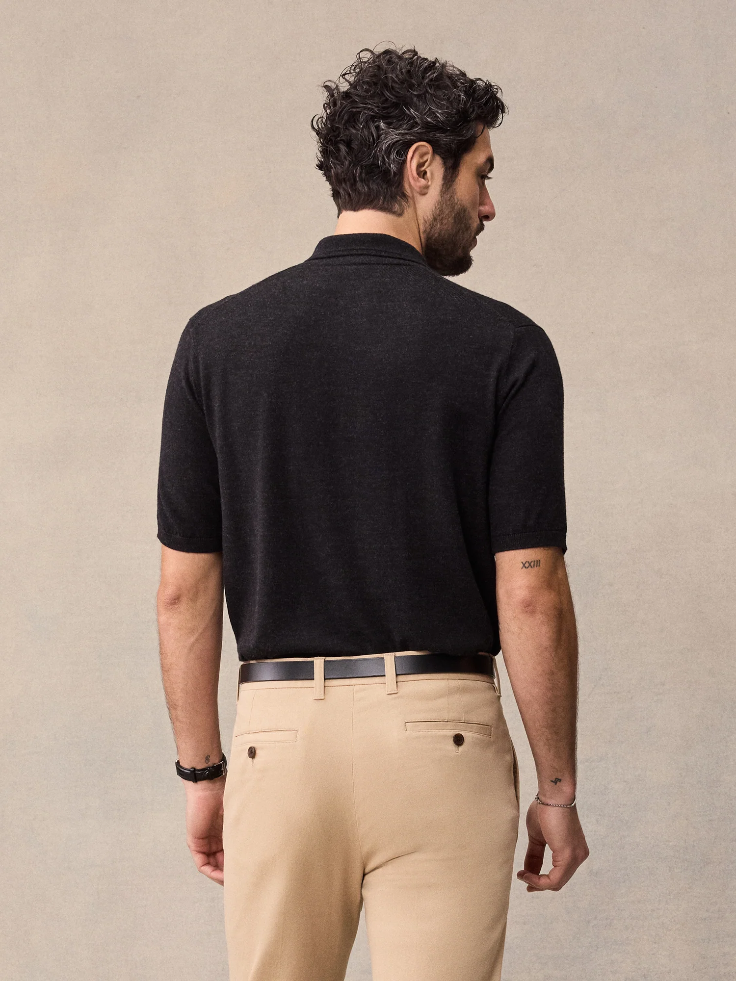 Black Short-Sleeve Sweater Polo - Image 2