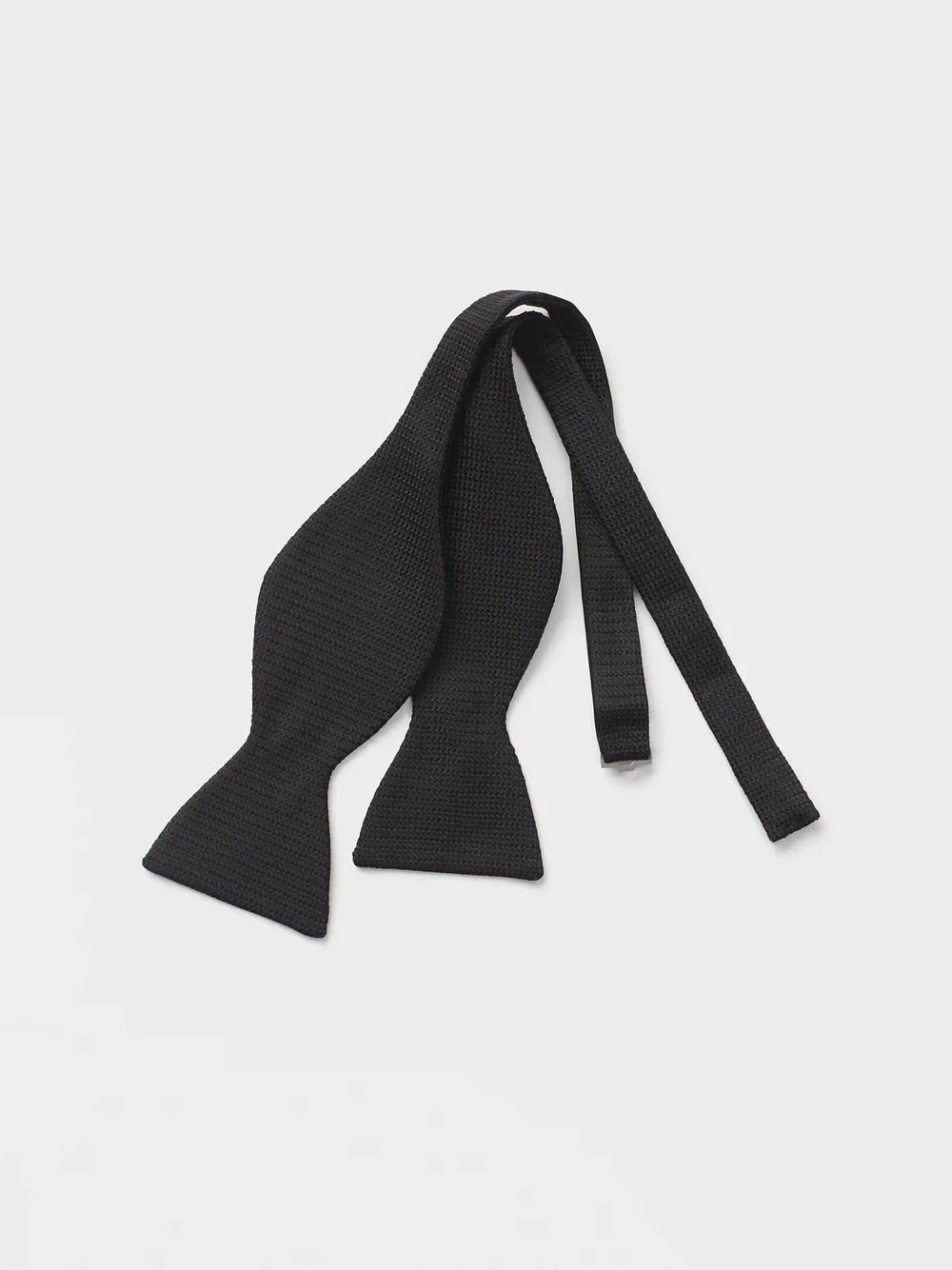 Black Textured Silk Bow Tie - Image 2