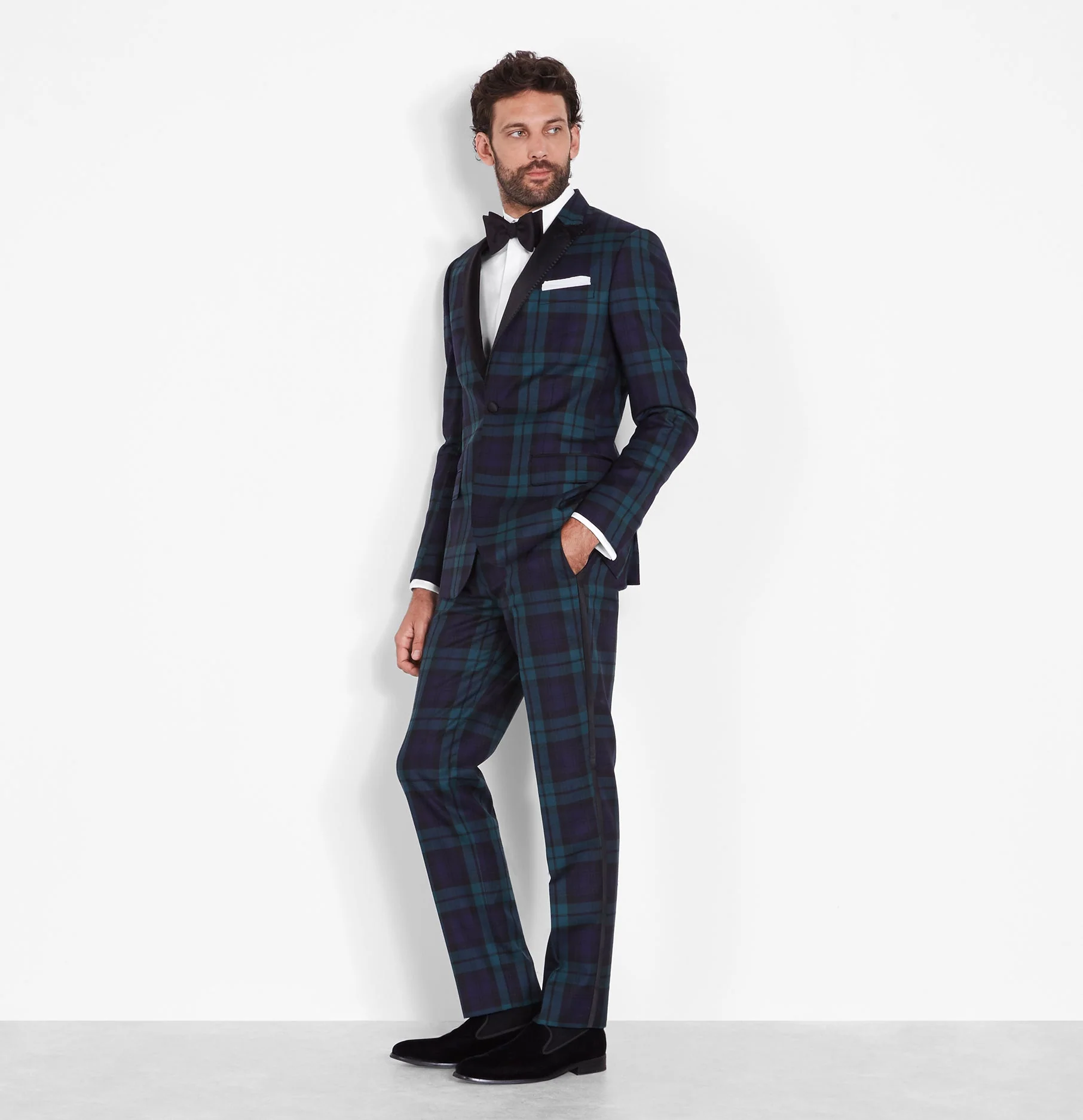 Black Watch Tartan Tuxedo Jacket - Image 3
