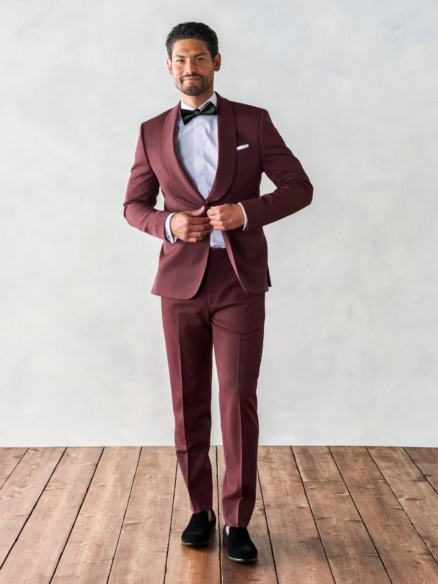 Burgundy Twill Tuxedo Pants - Slim - Image 5