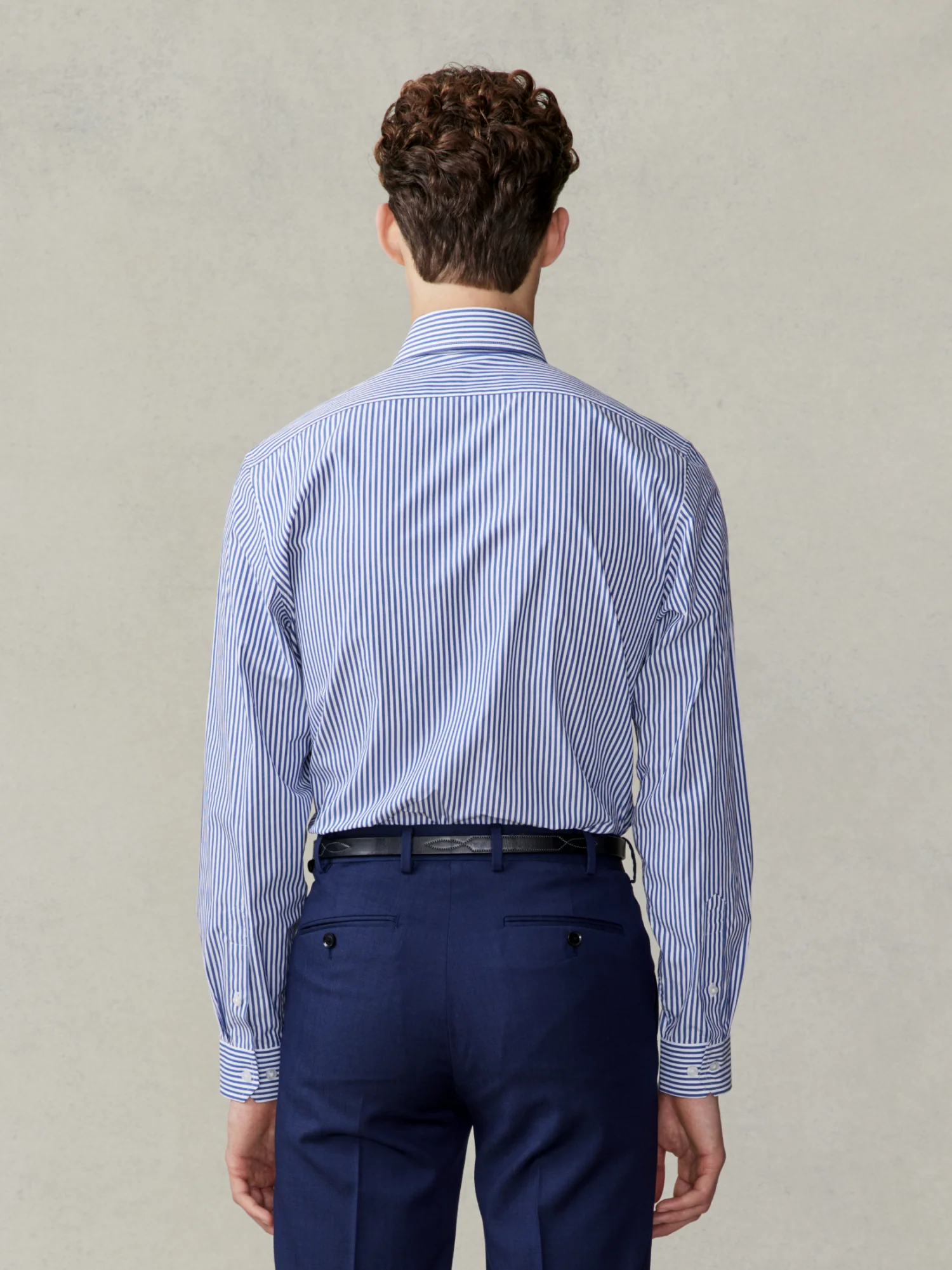 Essential Navy Stripe Dress Shirt - Image 3