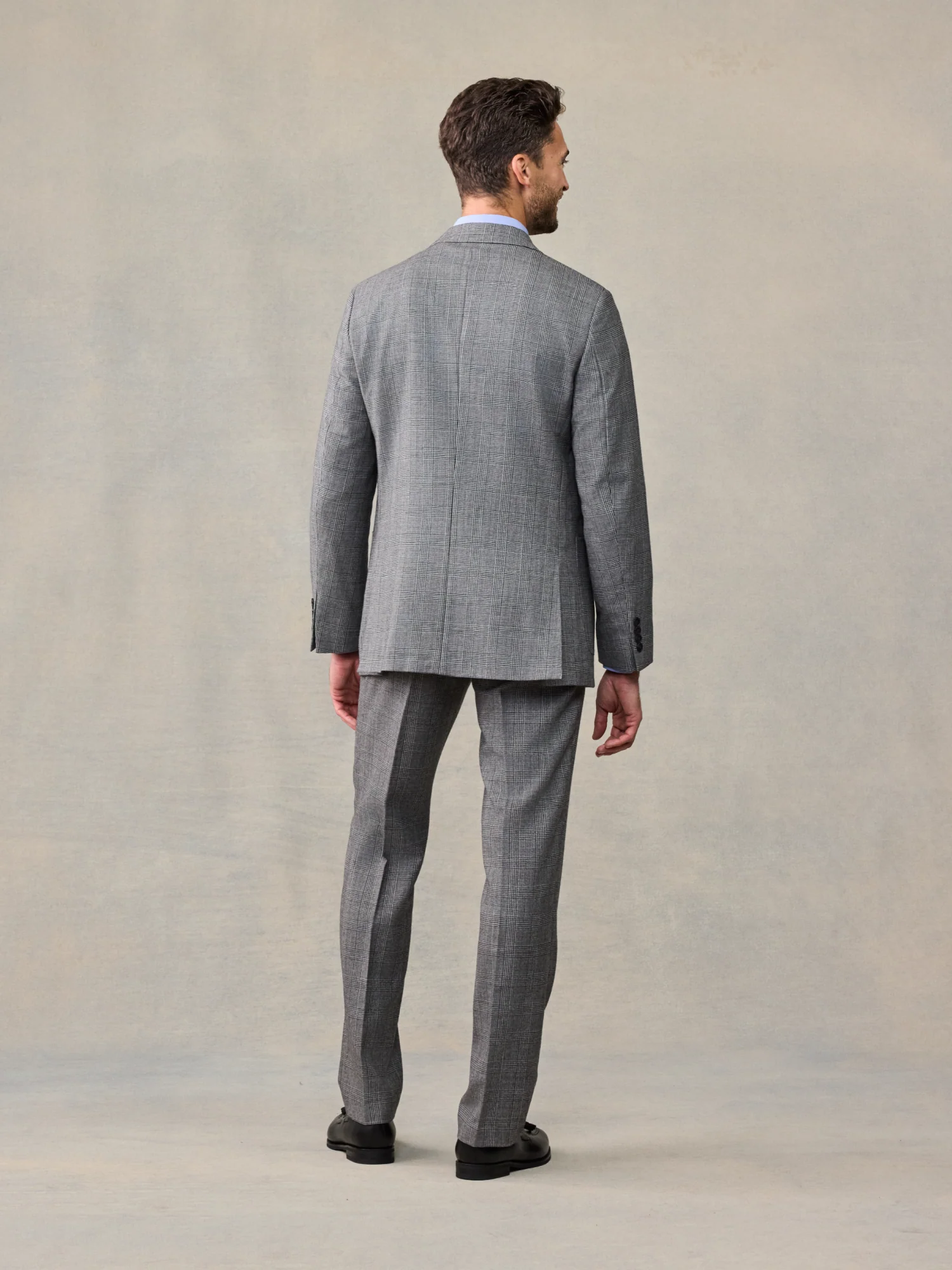 Grey Plaid Wool Suit Jacket - Image 3
