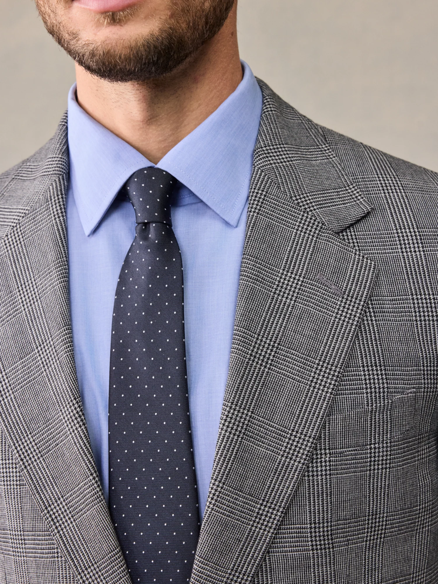 Grey Plaid Wool Suit Jacket - Image 5