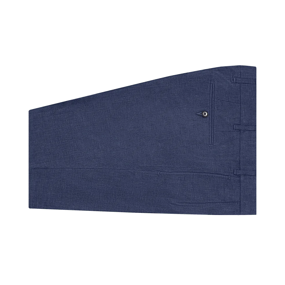 Ink Blue Pleated Linen Pants - Classic - Image 5