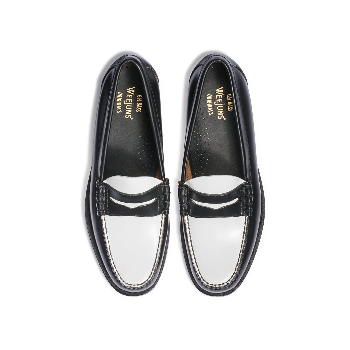 G.H.Bass Larson Weejuns Black and White Loafers - Image 2