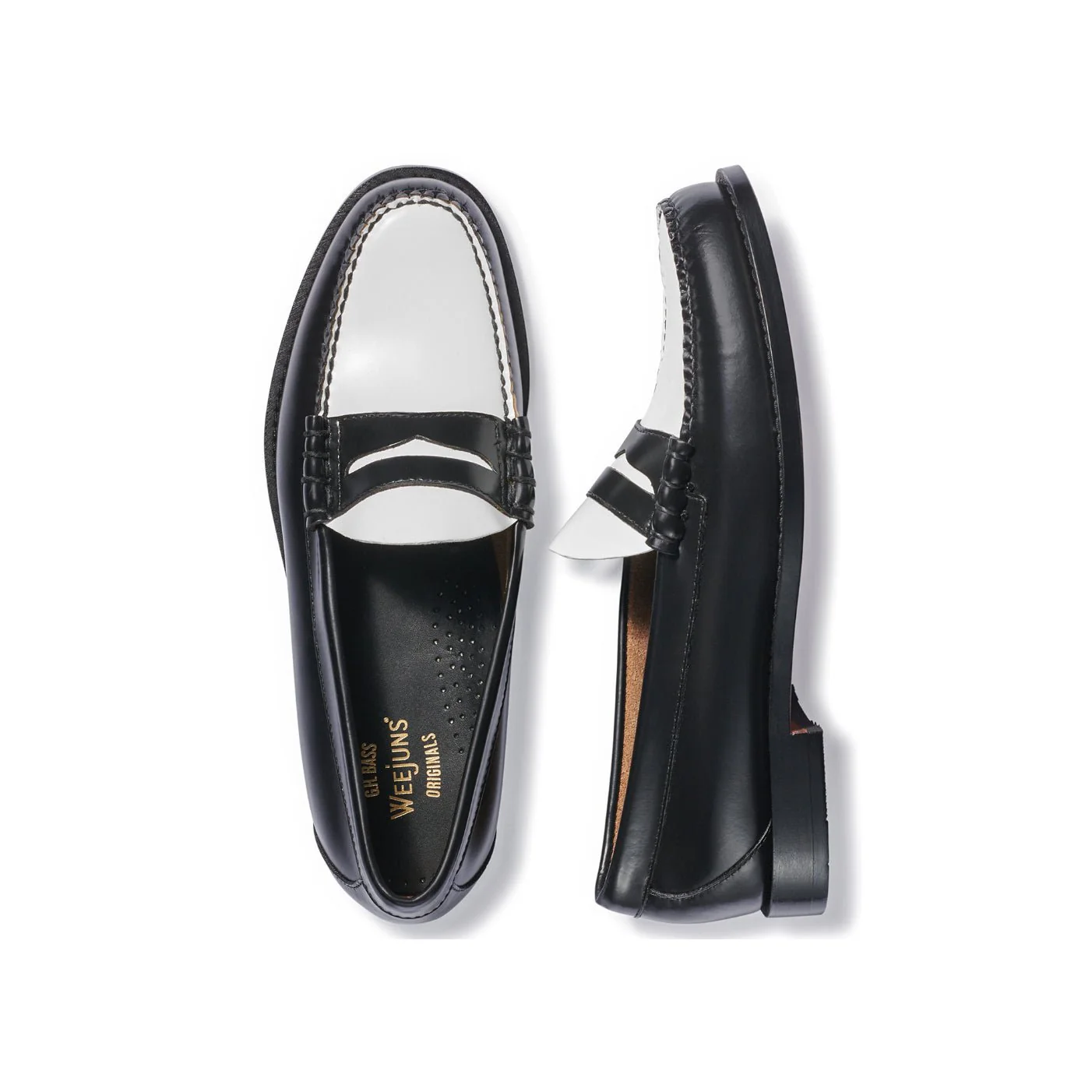 G.H.Bass Larson Weejuns Black and White Loafers - Image 3