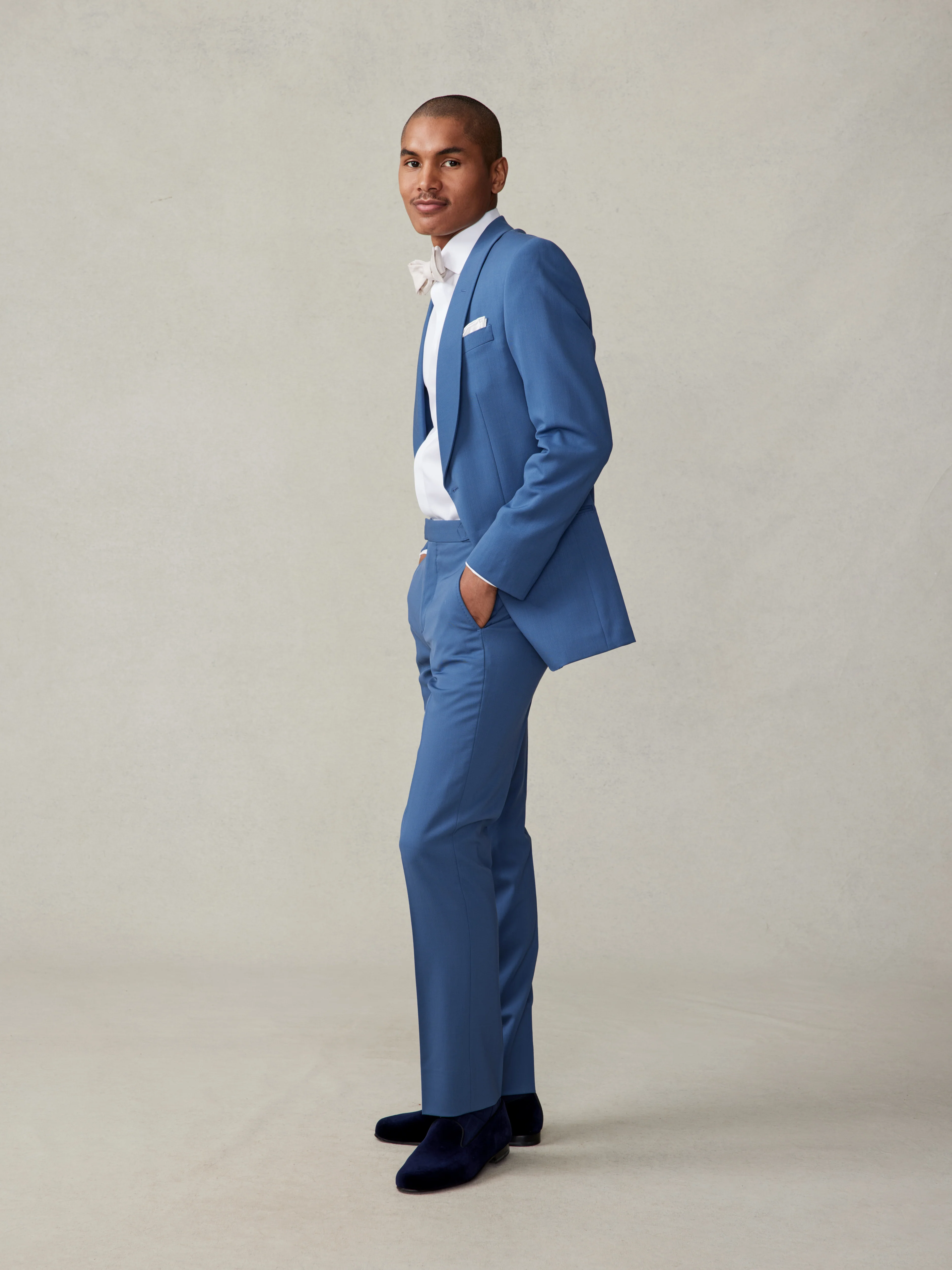 Lake Blue Shawl Tuxedo Jacket - Image 3
