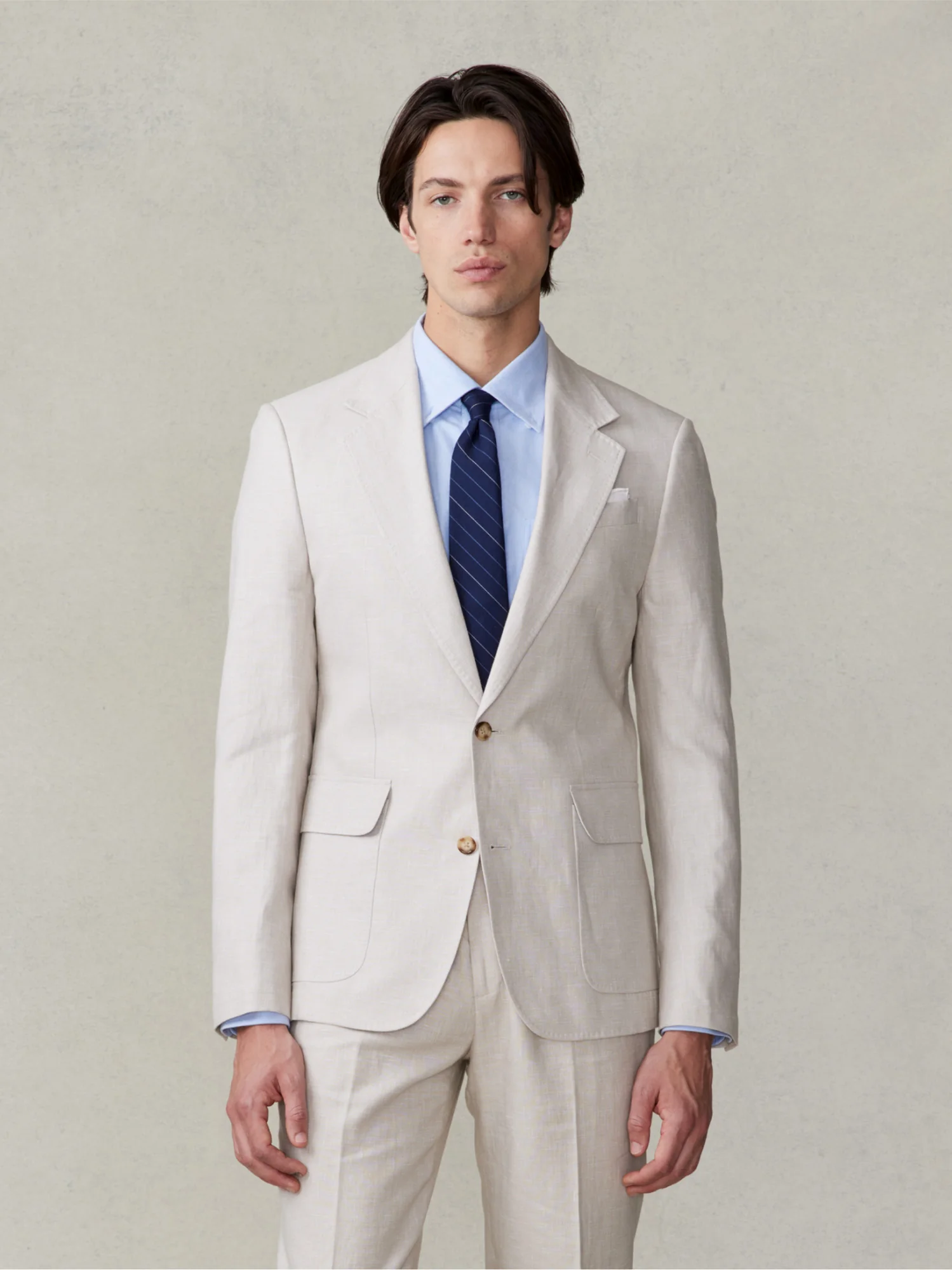 Mojave Tan Linen Suit Outfit