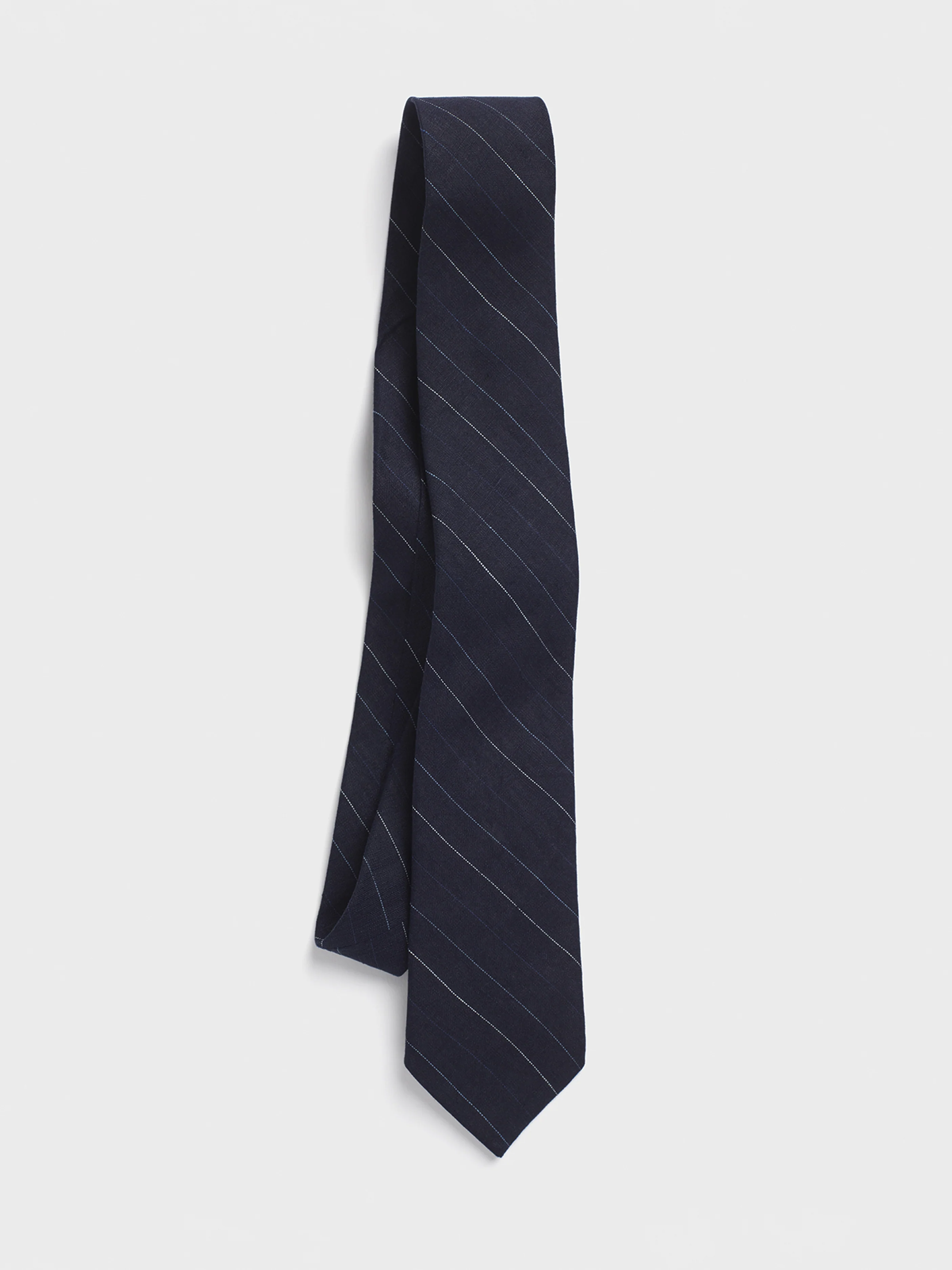 Navy Pinstripe Linen Necktie