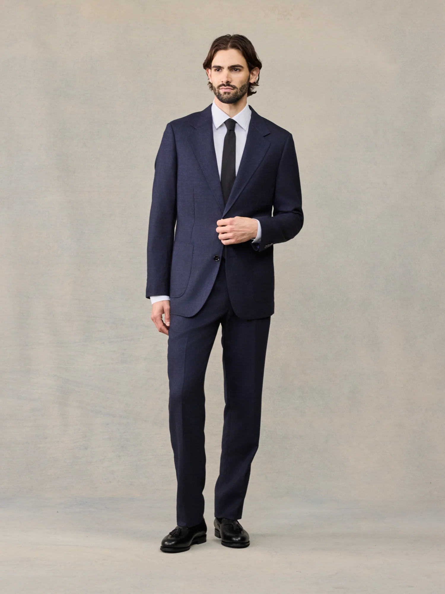 Navy Plaid Wool Suit - Image 4