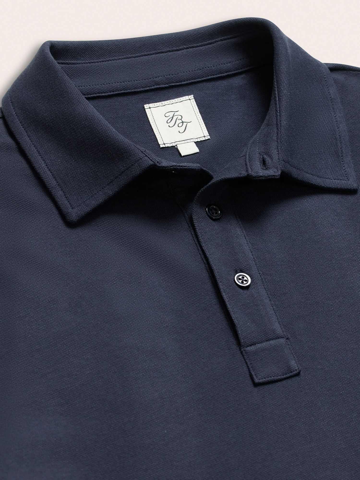 Navy Cotton Pique Polo Shirt - Image 3