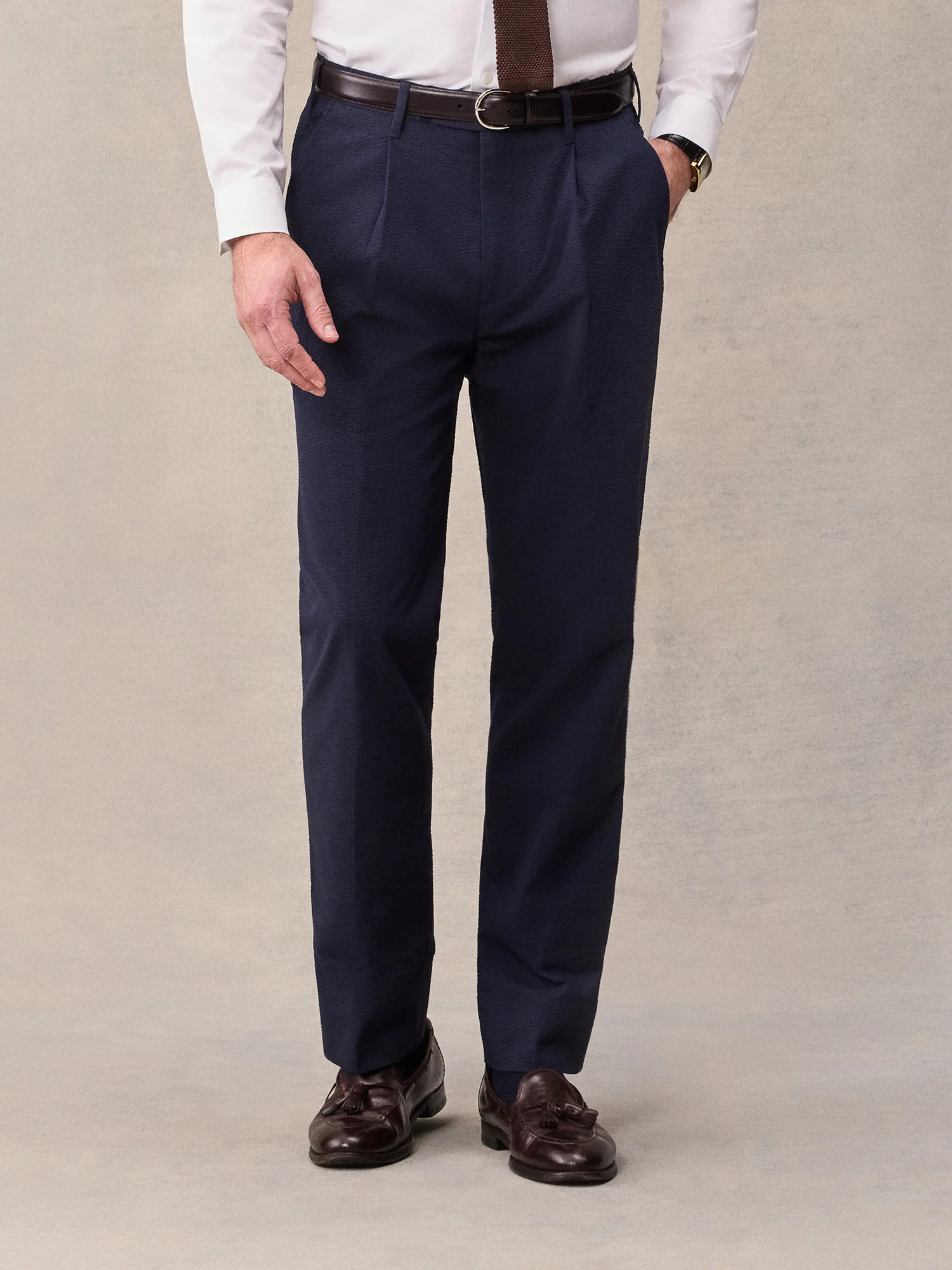 Navy Seersucker Suit Pants - Regular