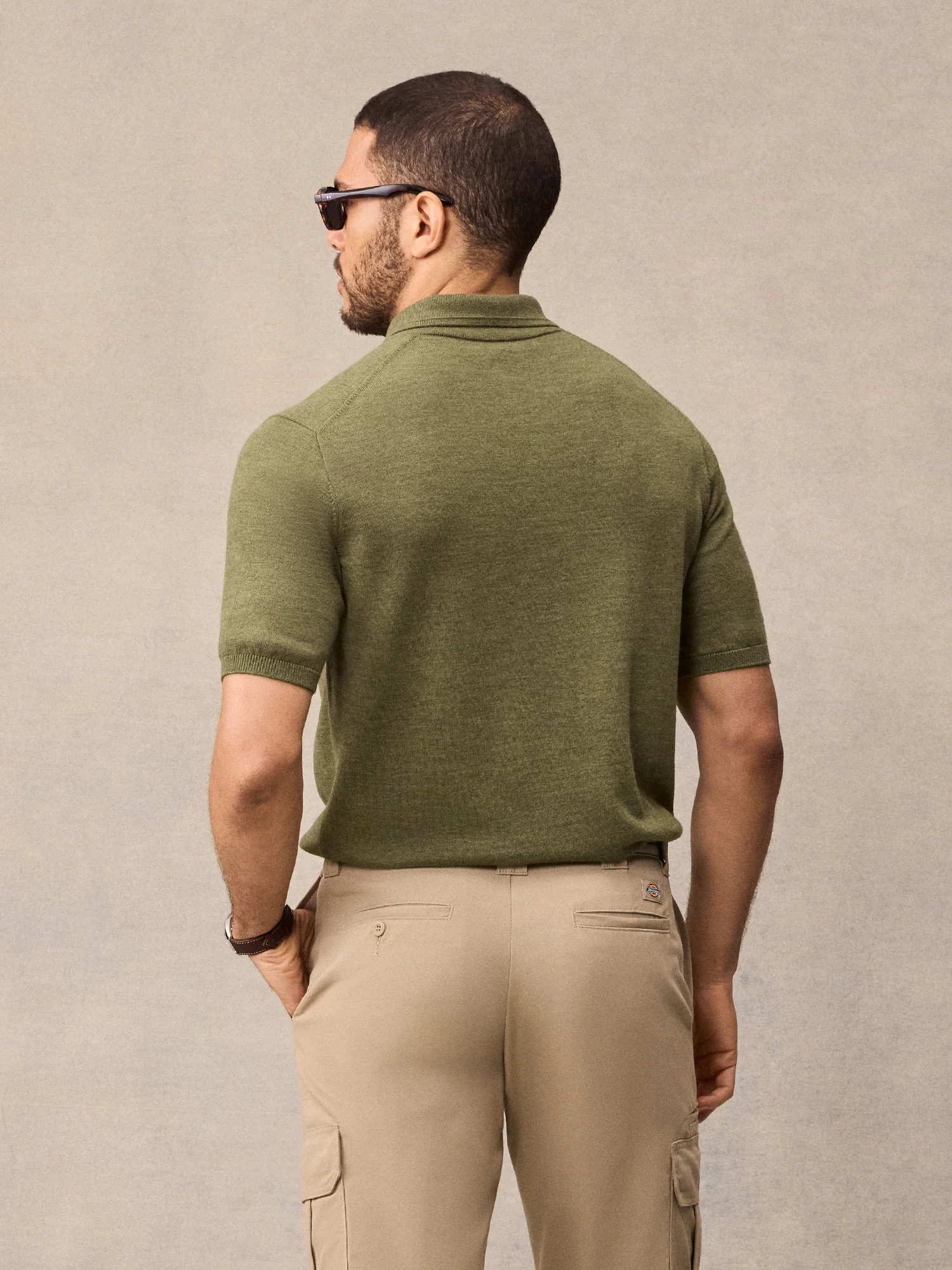 Olive Short-Sleeve Sweater Polo - Image 3
