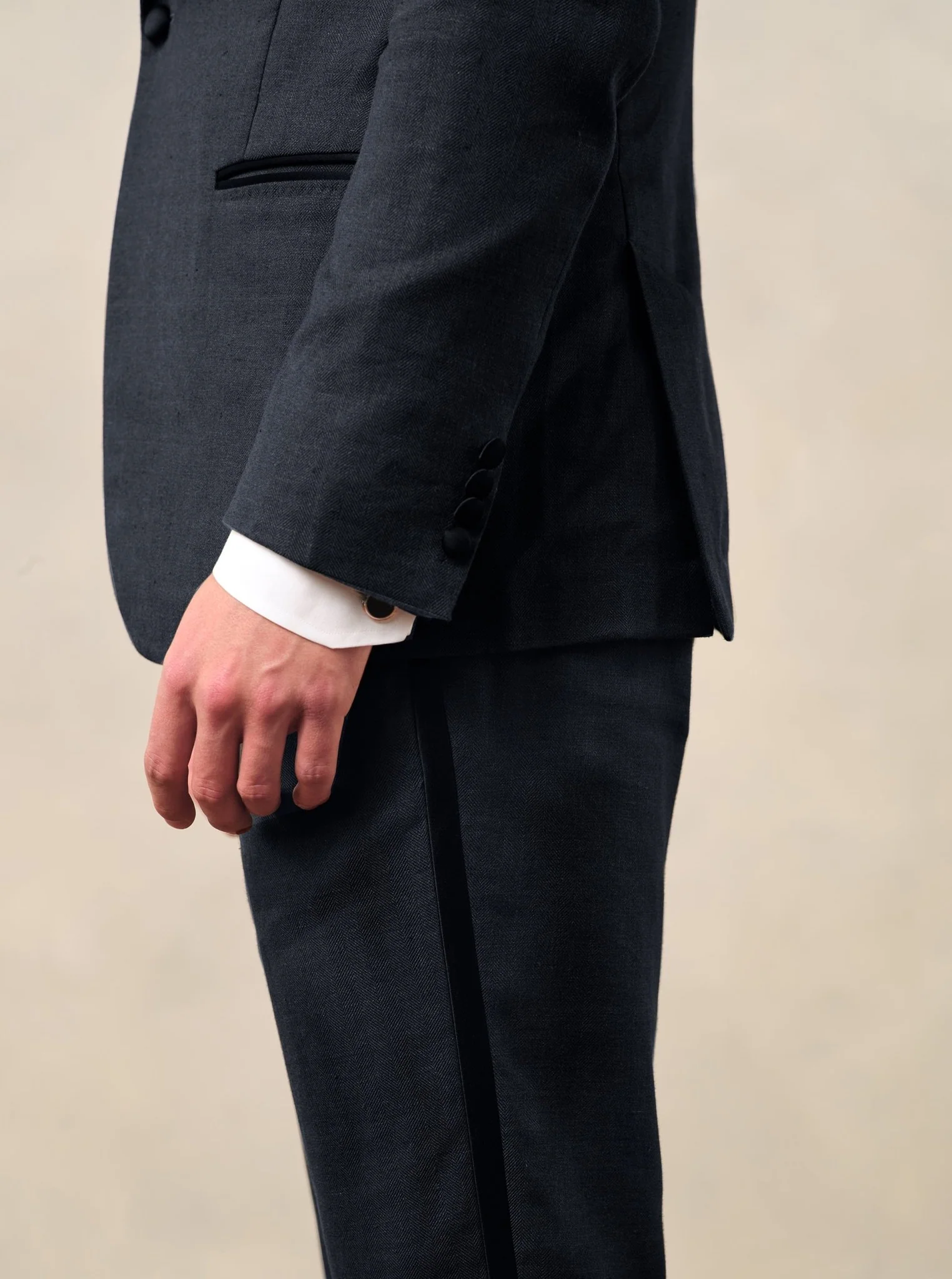 Shadow Black Linen Tuxedo - Image 9