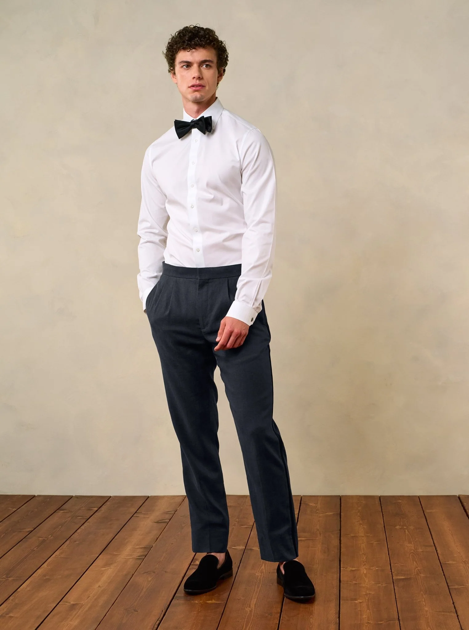 Shadow Black Linen Tuxedo Pants - Classic - Image 2
