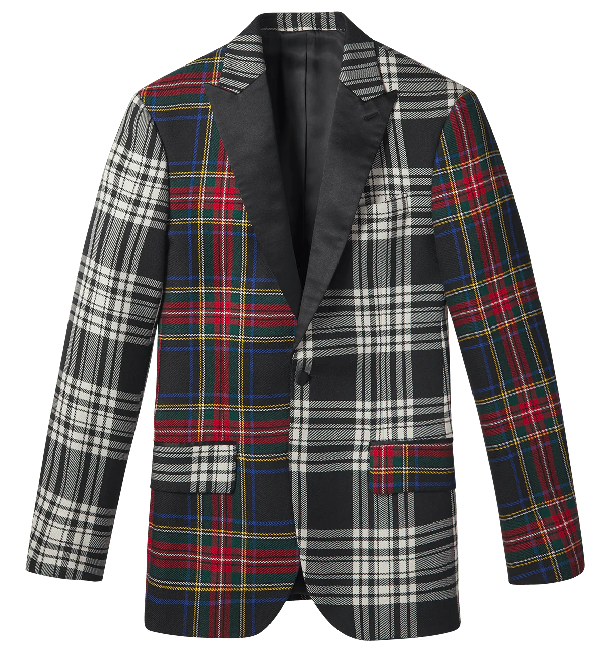 Split Tartan Tuxedo Jacket - Image 4