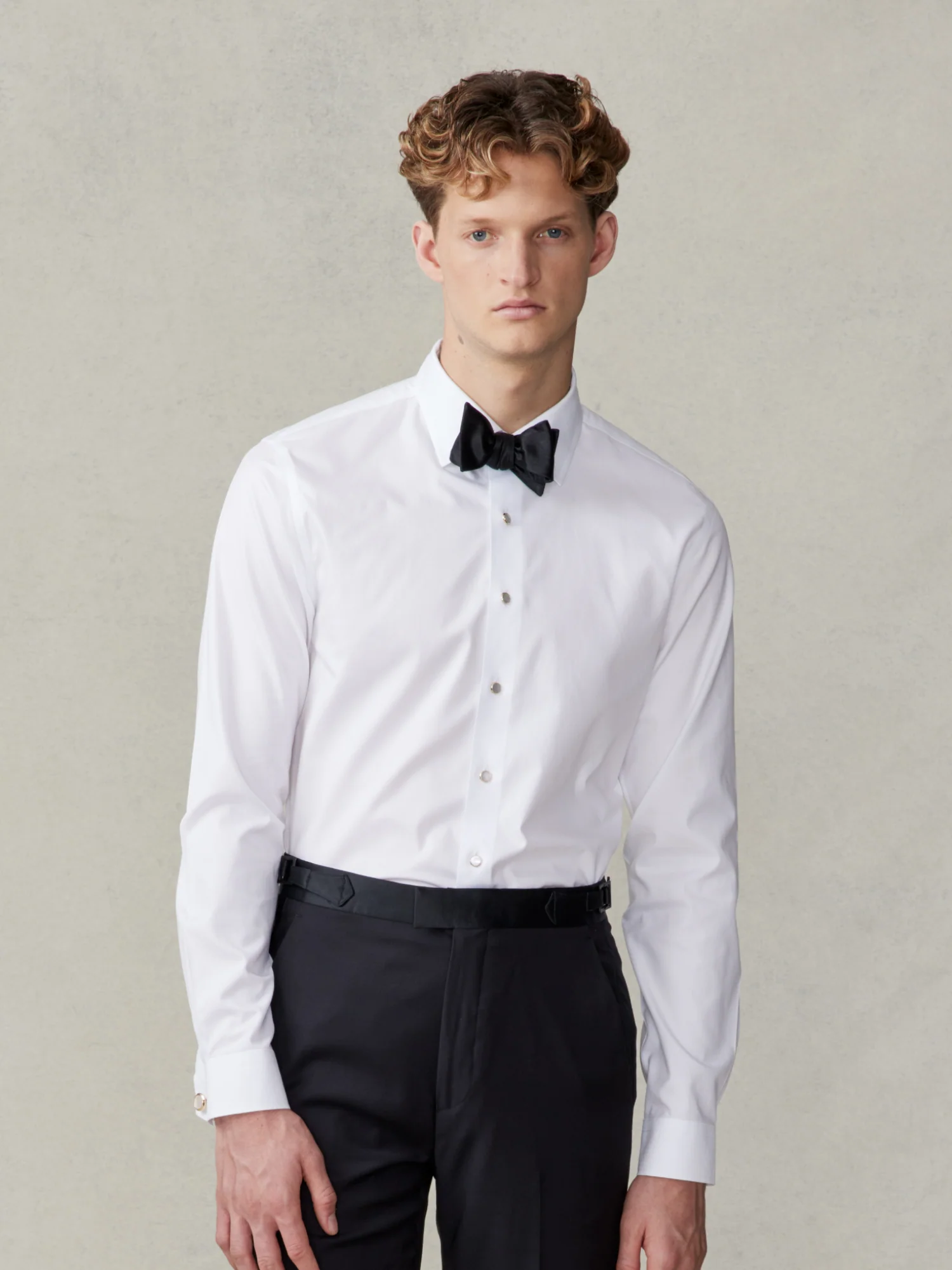 White Stretch Cotton Dress Shirt - Classic - Image 2
