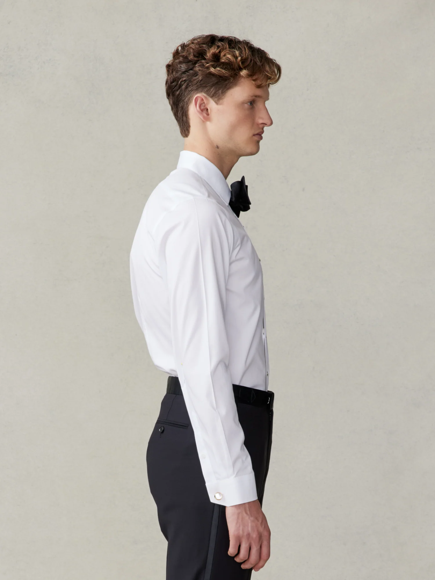 White Stretch Cotton Dress Shirt - Classic - Image 3