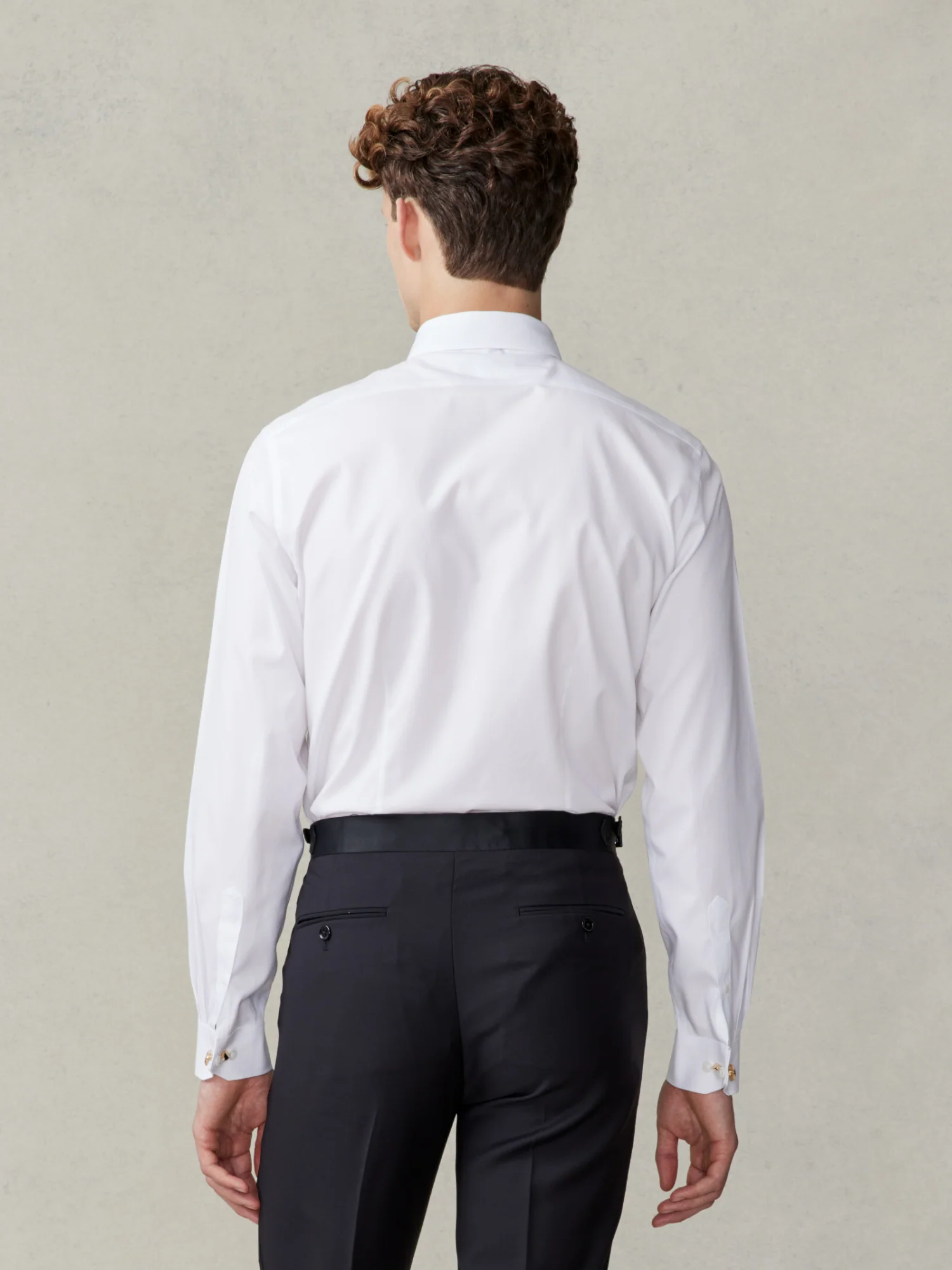 White Stretch Cotton Dress Shirt - Classic - Image 4