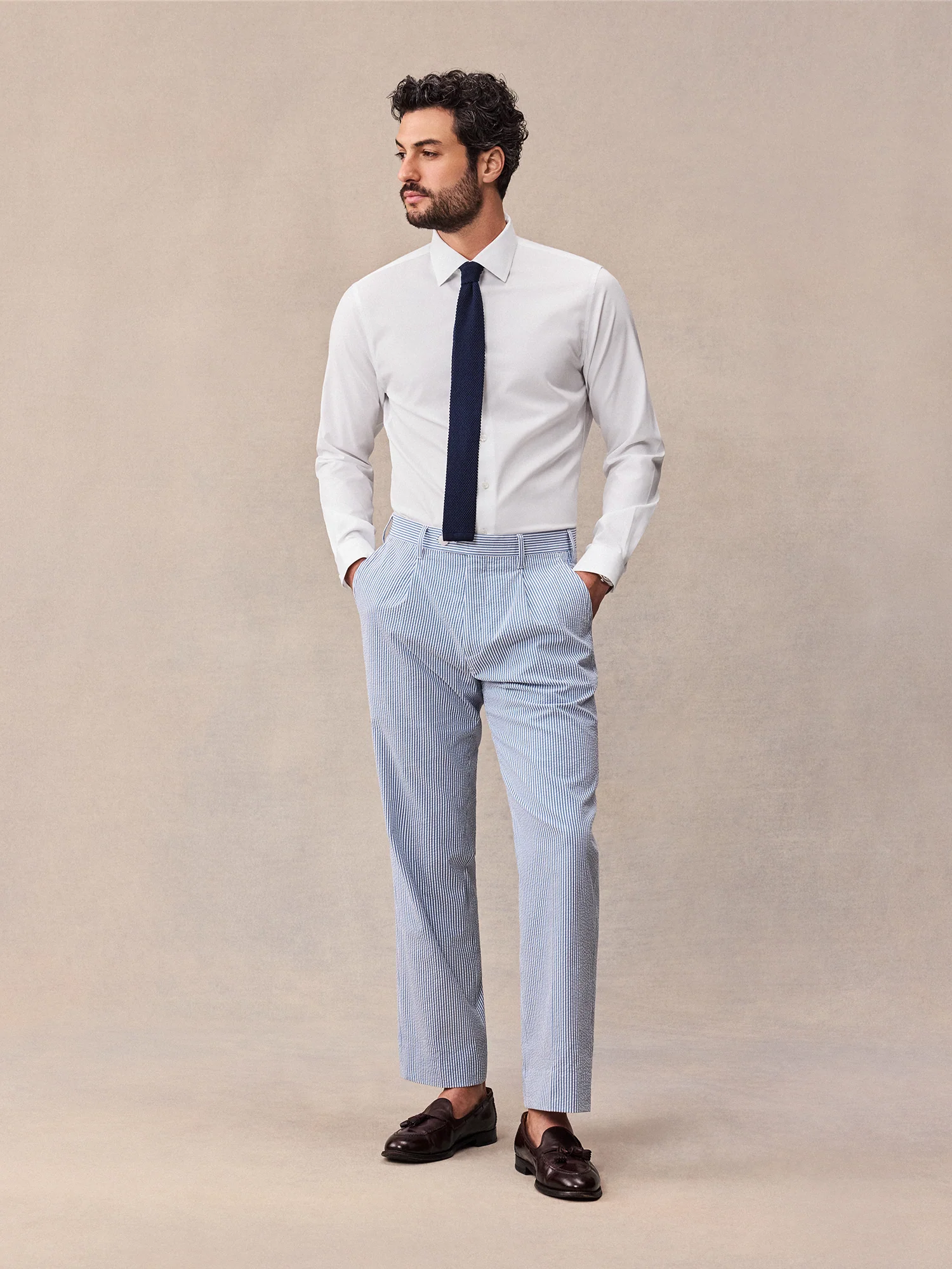 Blue & White Seersucker Suit Pants - Regular - Image 3