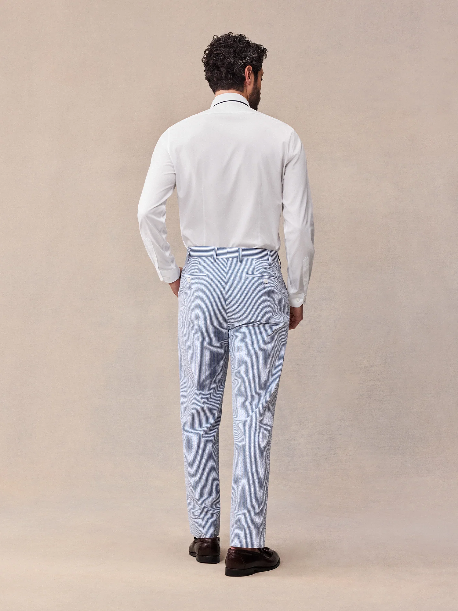 Blue & White Seersucker Suit Pants - Regular - Image 4