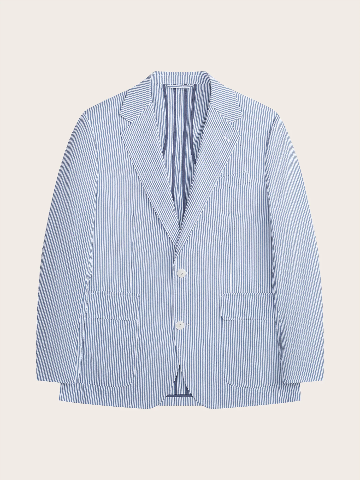 Blue & White Seersucker Suit Jacket - Image 6