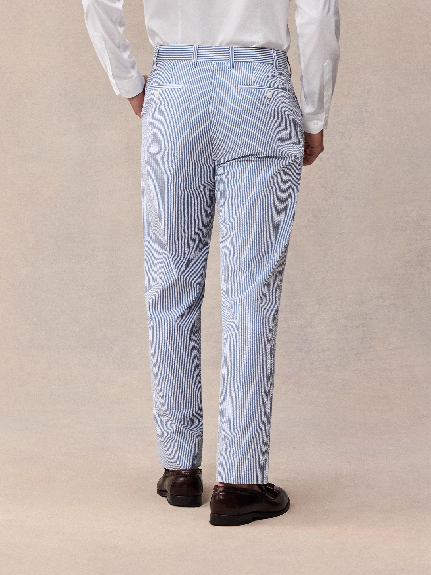 Blue & White Seersucker Suit Pants - Regular - Image 2