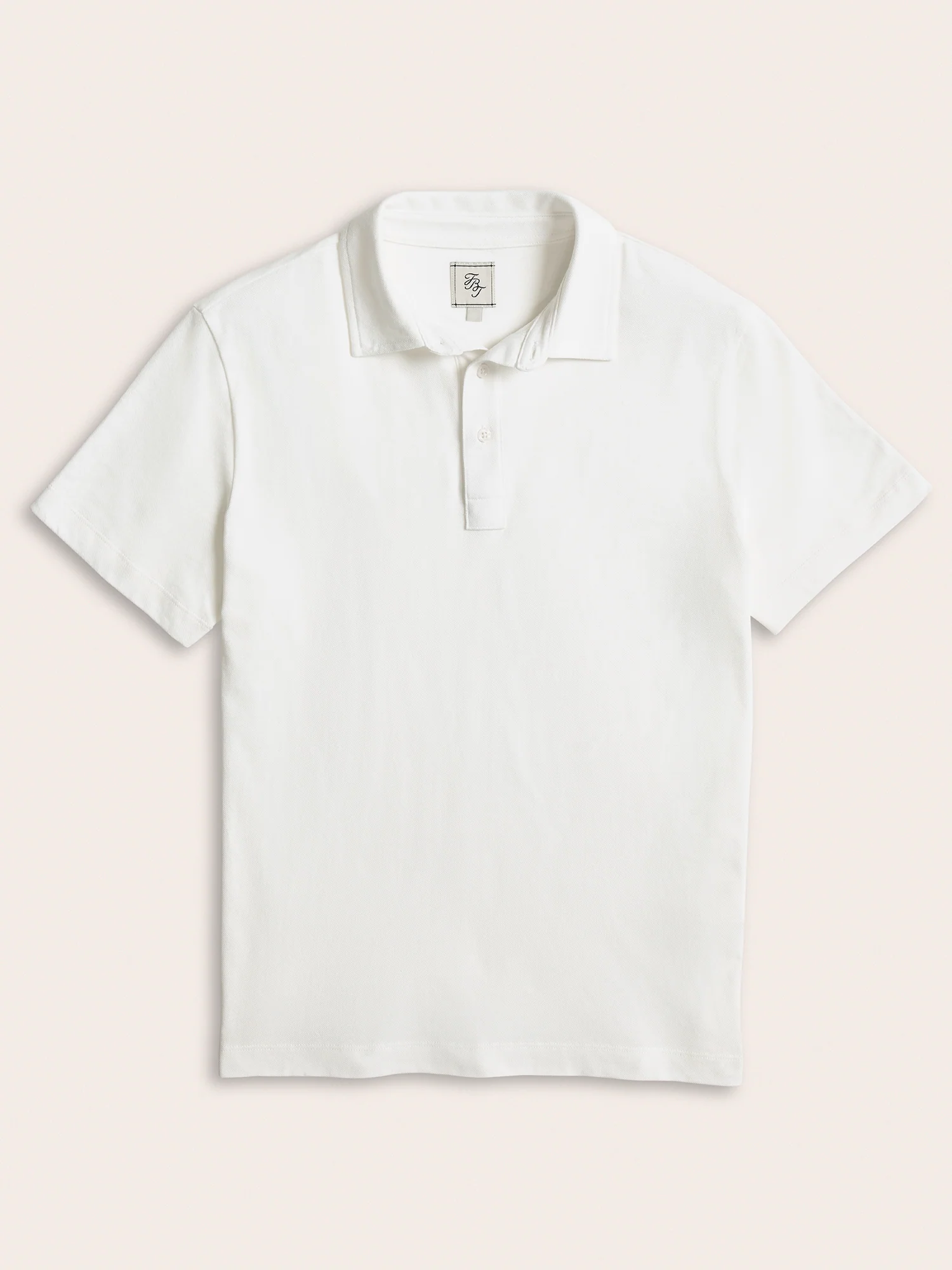 White Cotton Pique Polo Shirt
