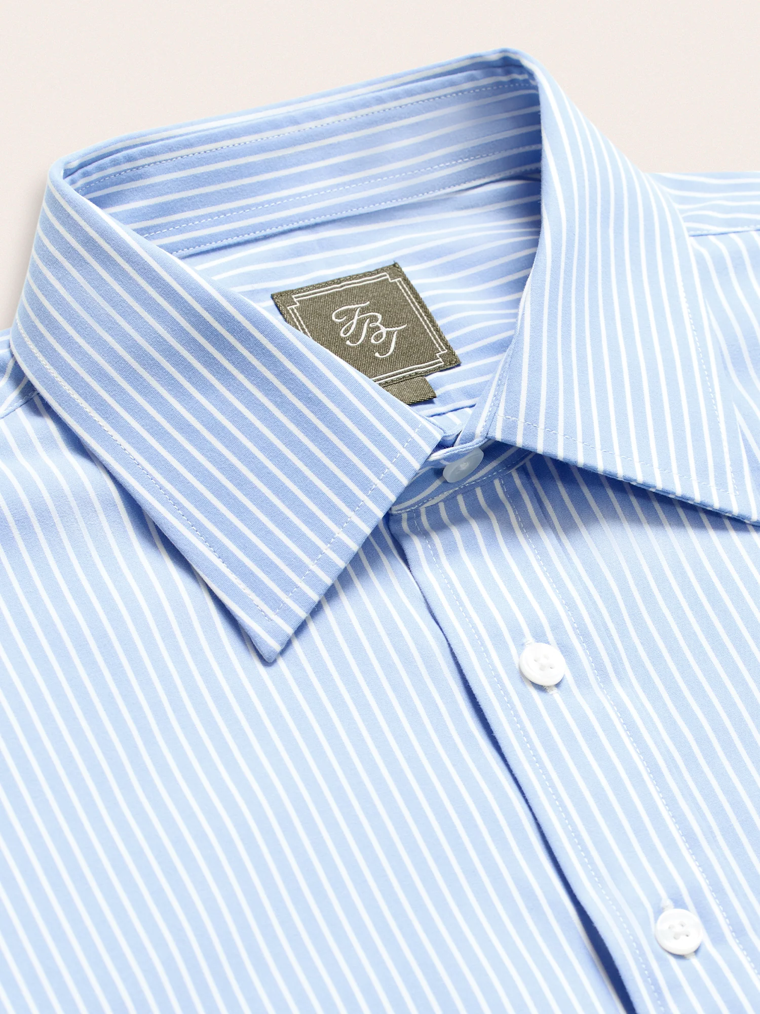 Wide Light Blue & White Stripe Dress Shirt - Image 2