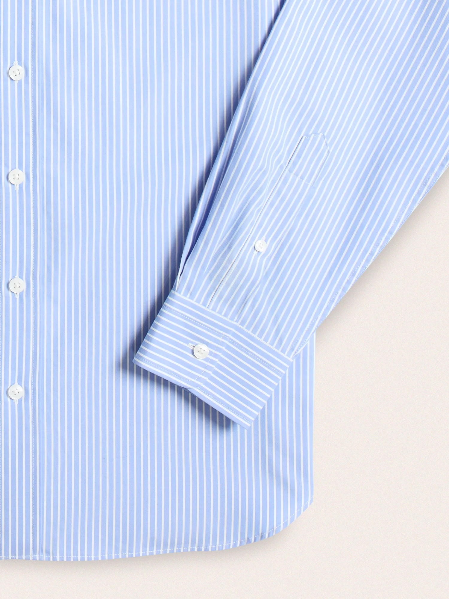 Wide Light Blue & White Stripe Dress Shirt - Image 3
