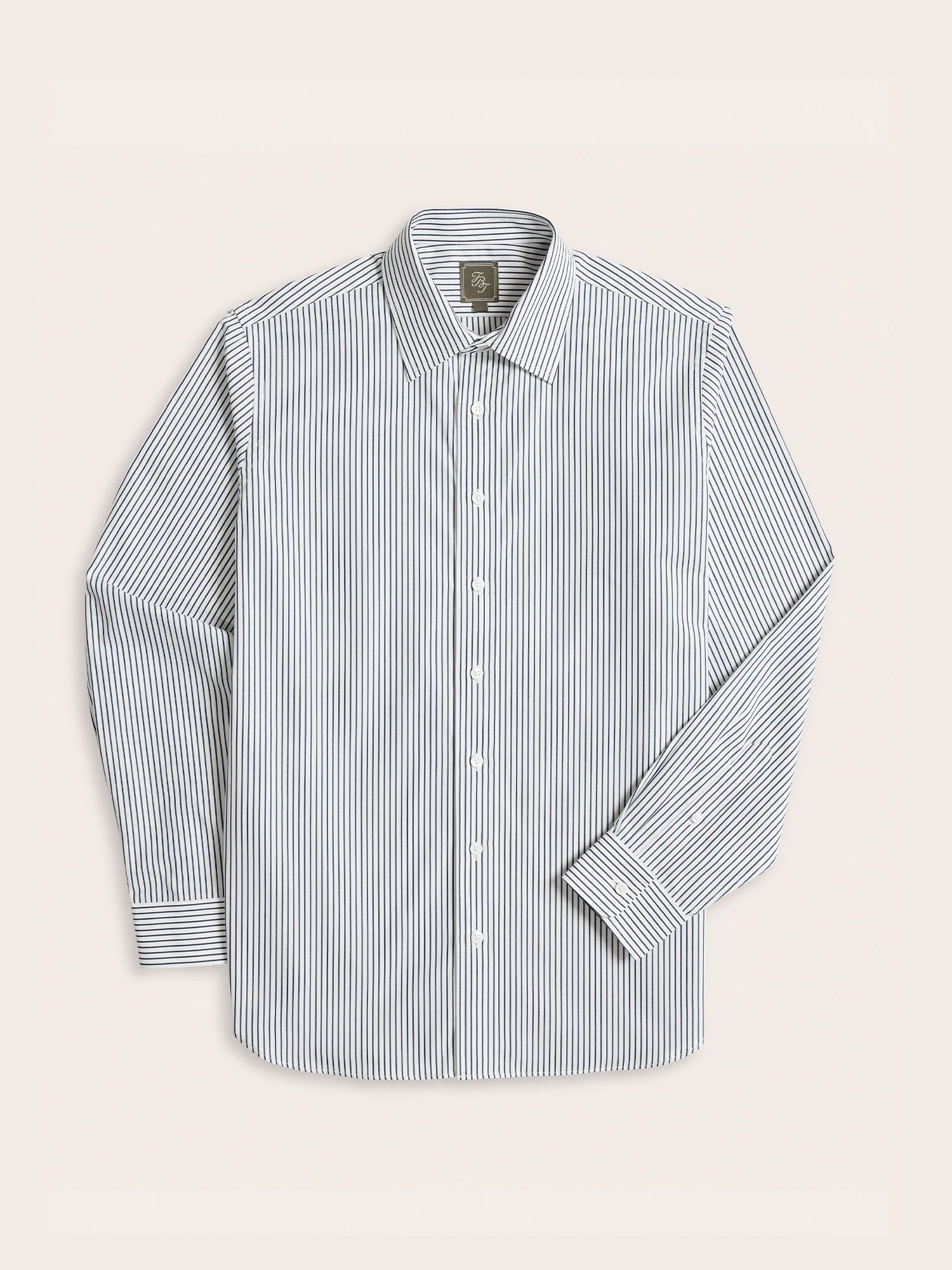 Wide White & Navy Stripe Dress Shirt