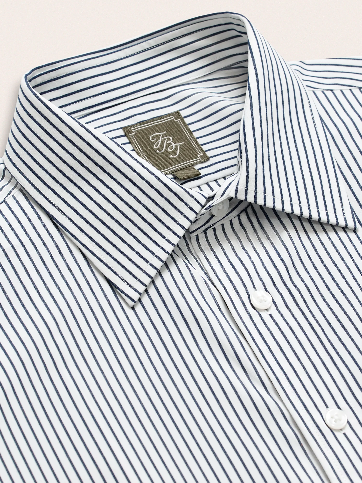 Wide White & Navy Stripe Dress Shirt - Image 2