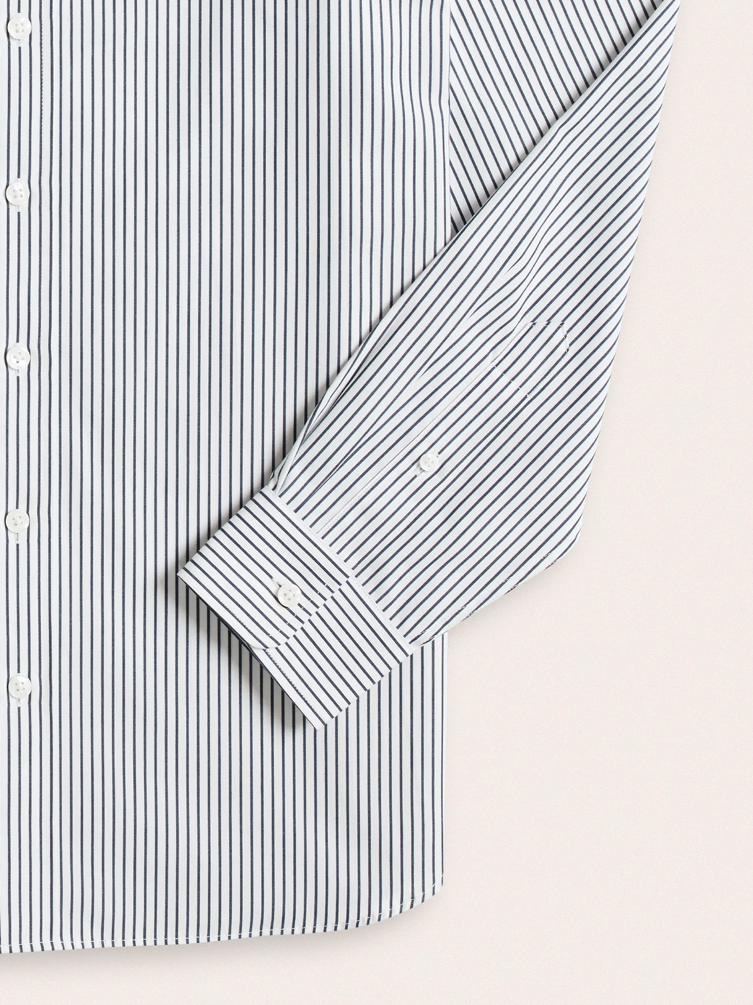 Wide White & Navy Stripe Dress Shirt - Image 3